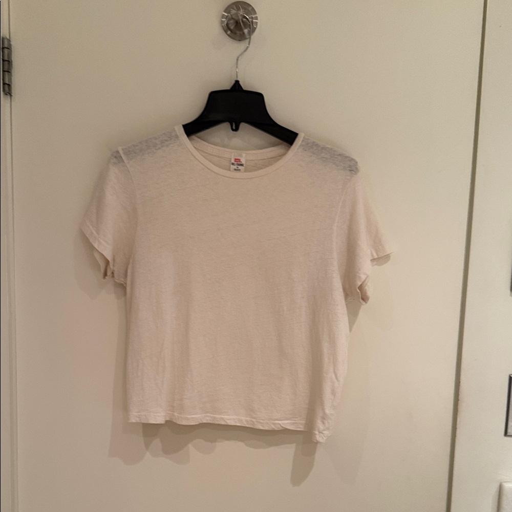 Re/Done Cream Short Sleeve Tee